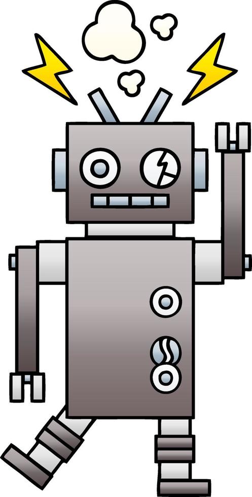 gradiënt gearceerde cartoon defecte robot vector