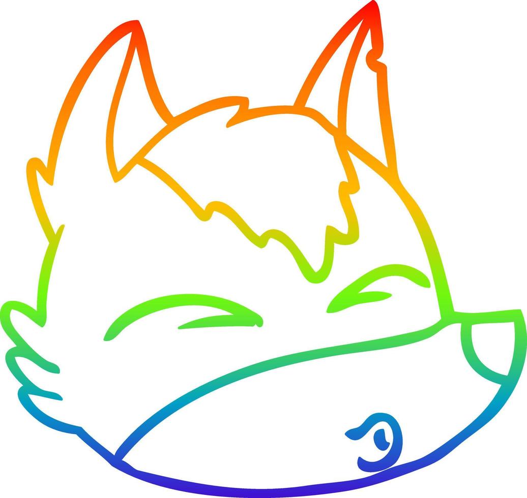 regenboog helling lijn tekening tekenfilm wolf gezicht fluitend vector