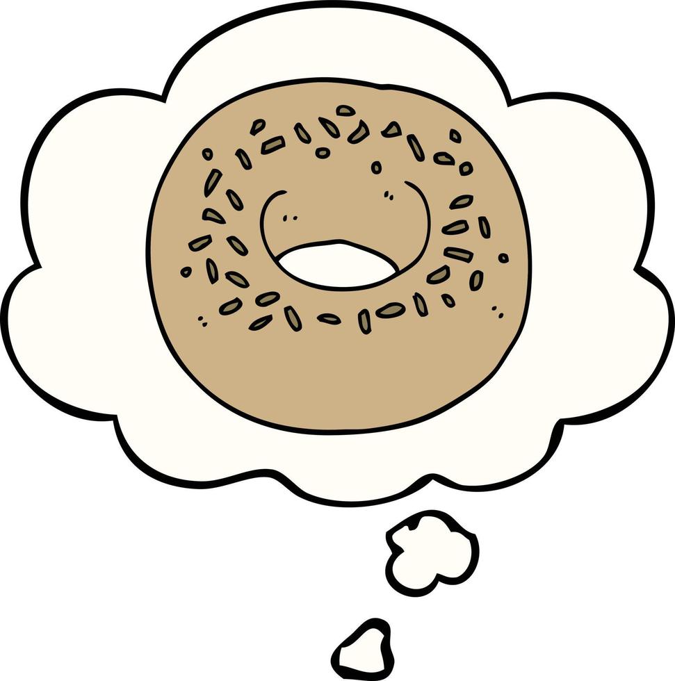 cartoon donut en gedachte bel vector