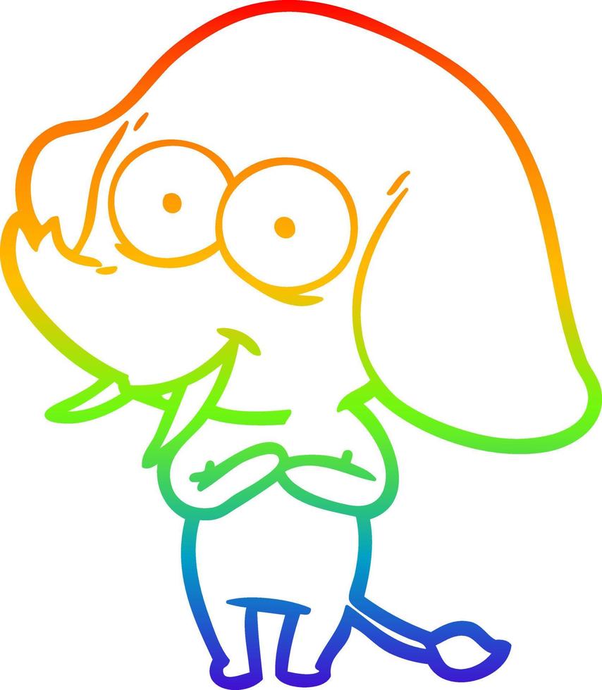 regenbooggradiënt lijntekening happy cartoon olifant vector