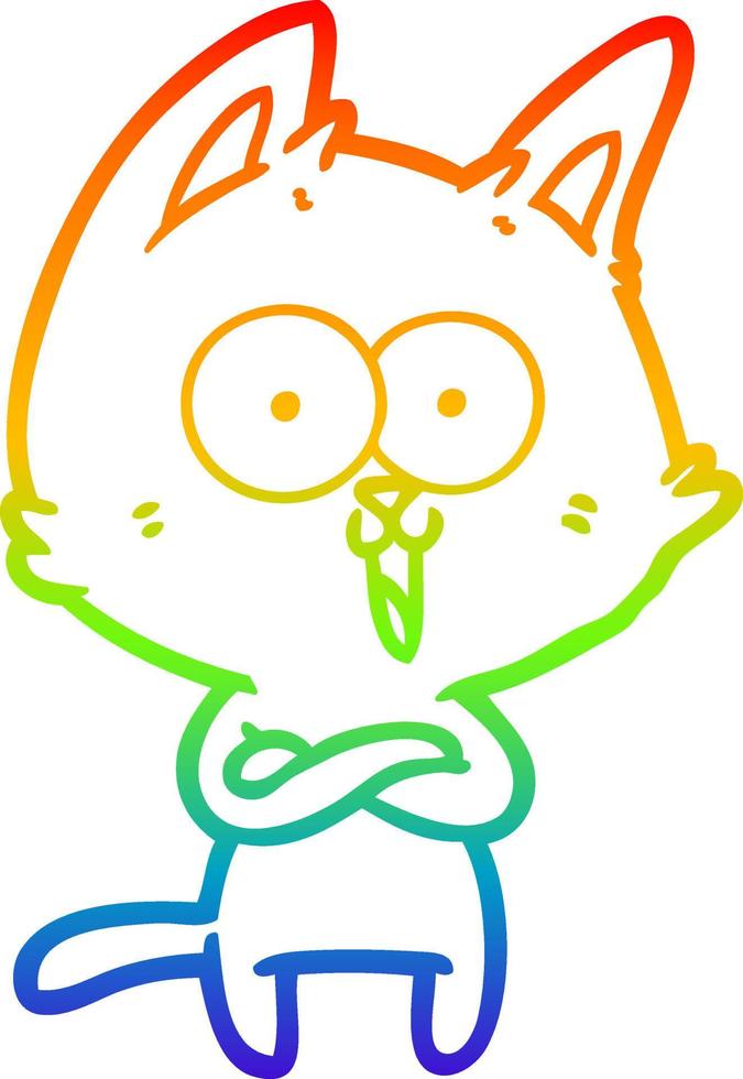 regenbooggradiënt lijntekening grappige cartoon kat vector