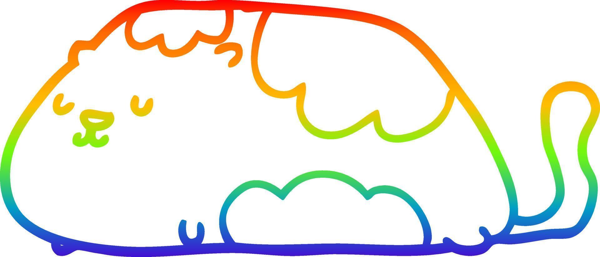 regenbooggradiënt lijntekening cartoon kat vector