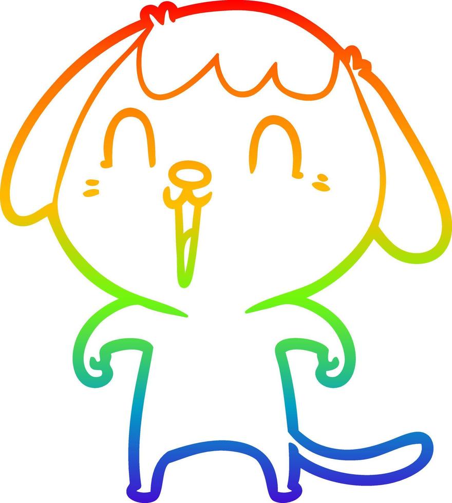 regenbooggradiënt lijntekening schattige cartoon hond vector