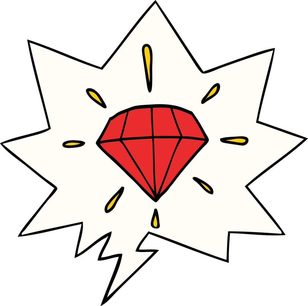 cartoon tattoo diamant en tekstballon vector