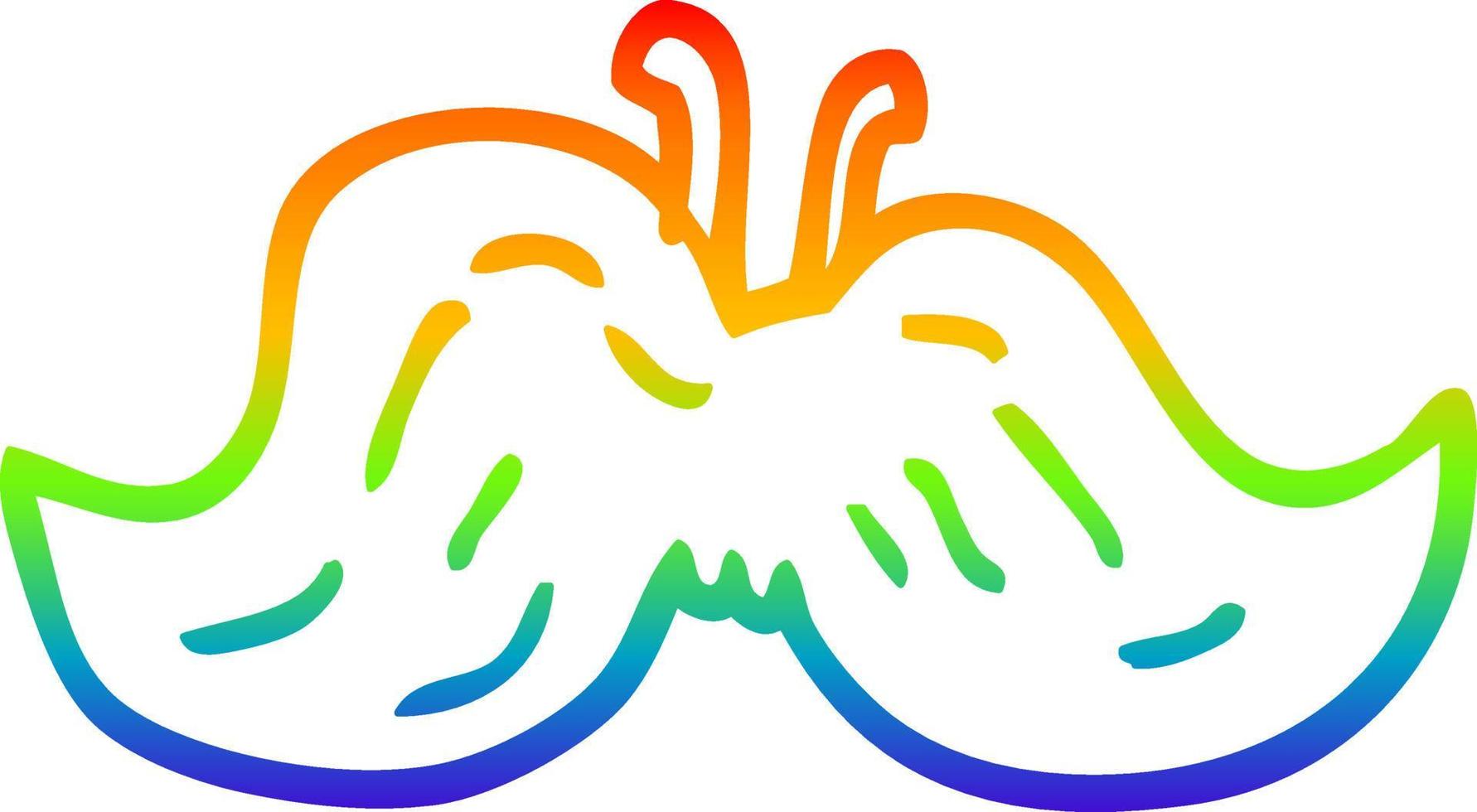 regenbooggradiënt lijntekening cartoon snor vector