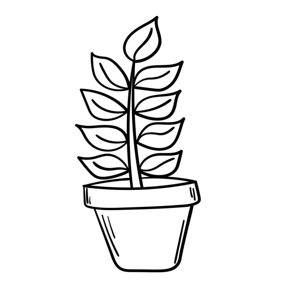 tekening sticker schattig kamerplant in een pot vector