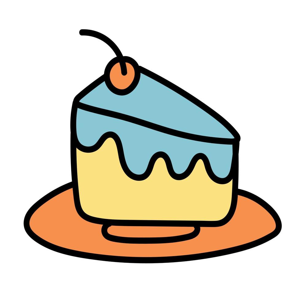 tekening sticker met schattig verjaardag taart vector