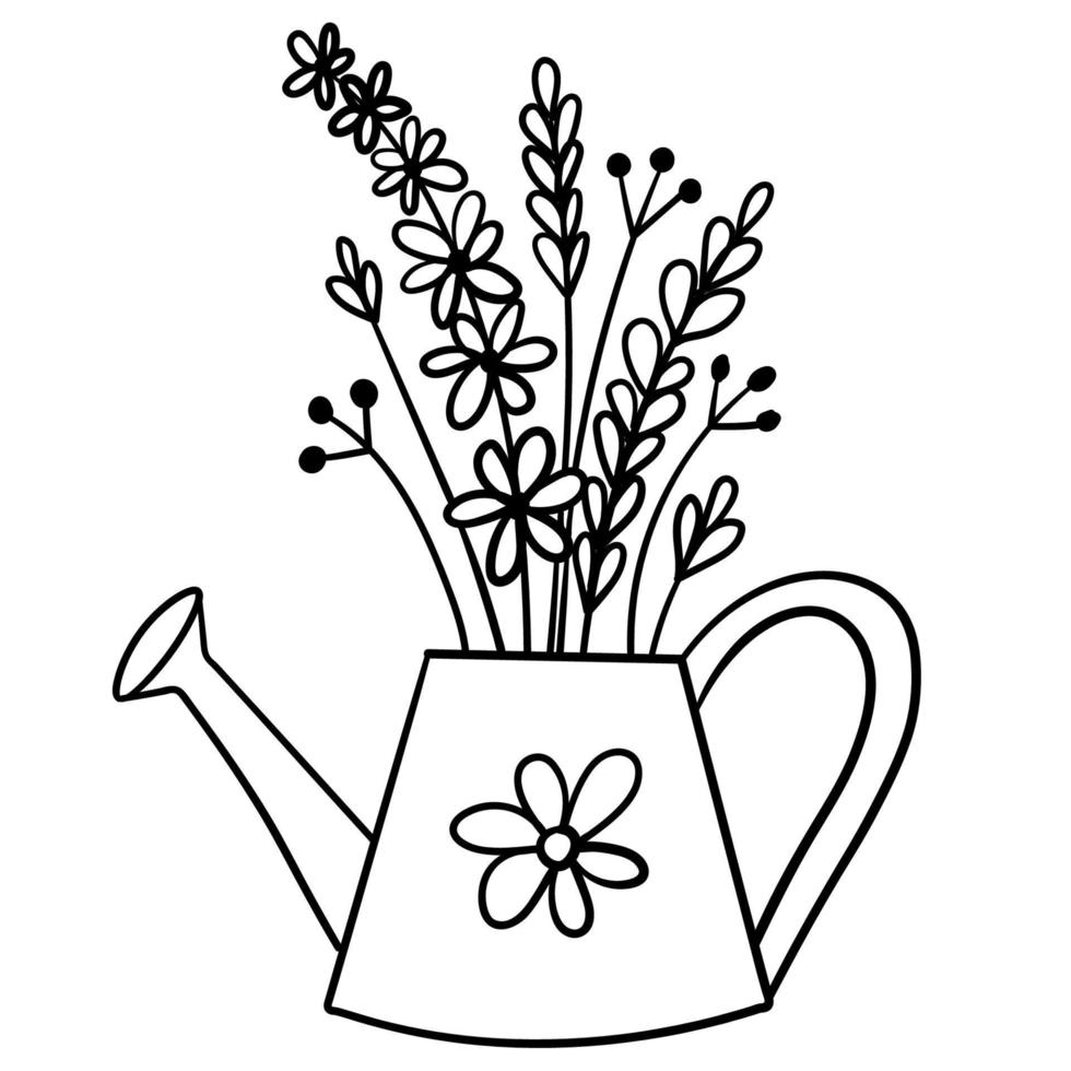 tekening bloemen in een vaas van een ongebruikelijk vorm geven aan, binnen- planten vector