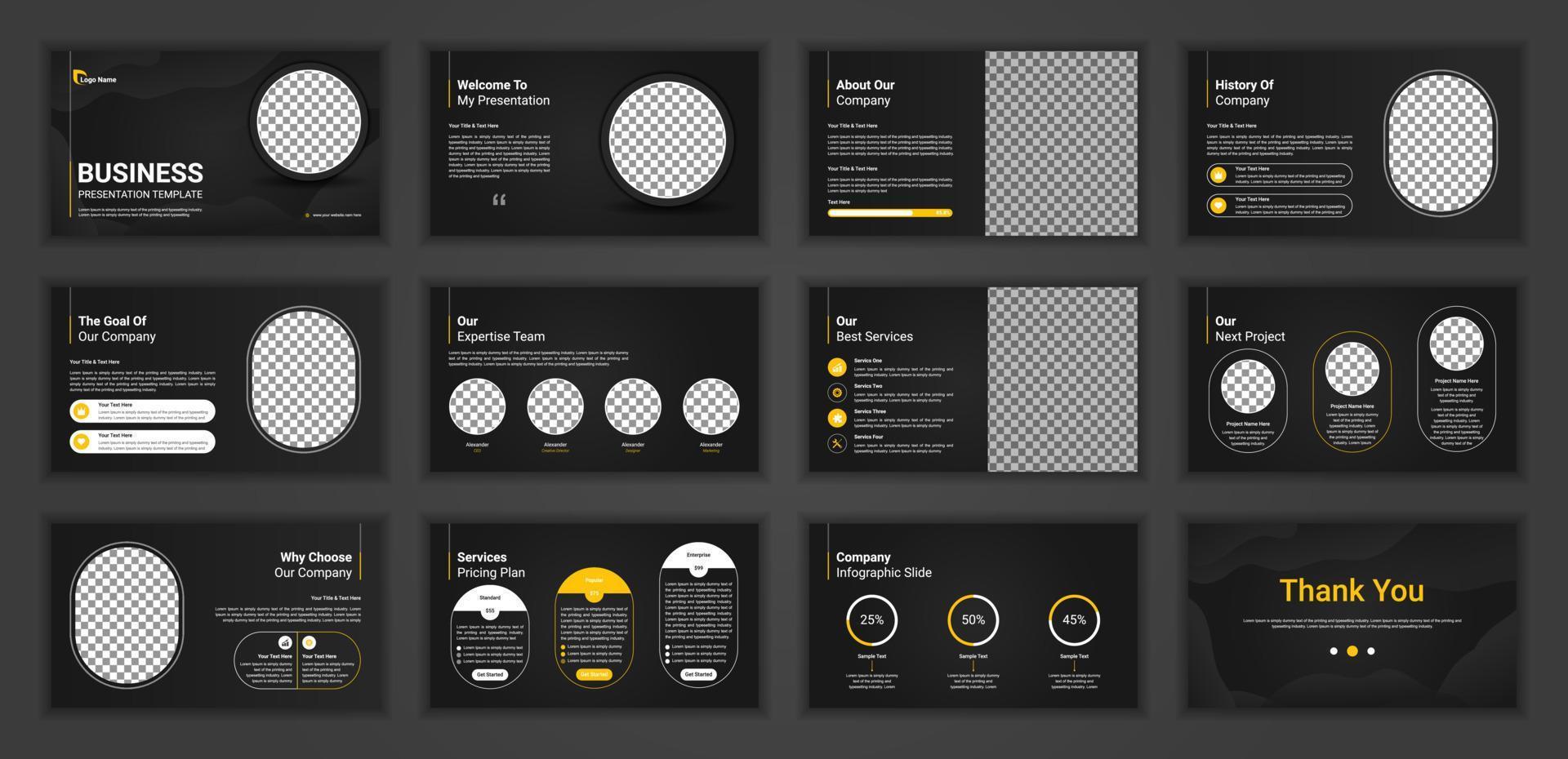 bedrijf presentatie infographic sjabloon set. gebruik voor grondtoon presentatie achtergrond, website schuif, brochure omslag, landen bladzijde, jaar- verslag doen van brochure, bedrijf profiel sjabloon. vector