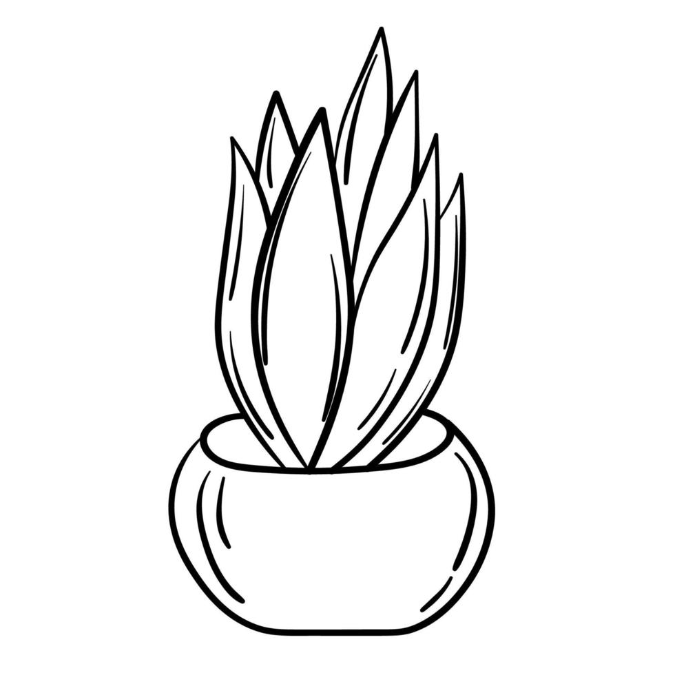 tekening sticker schattig kamerplant in een pot vector