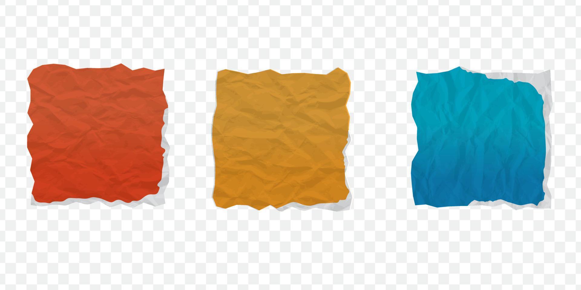 reeks van verfrommeld papier textuur. realistisch gerimpeld vel. gekleurde verfrommeld papier abstract achtergrond textuur. vector illustratie.