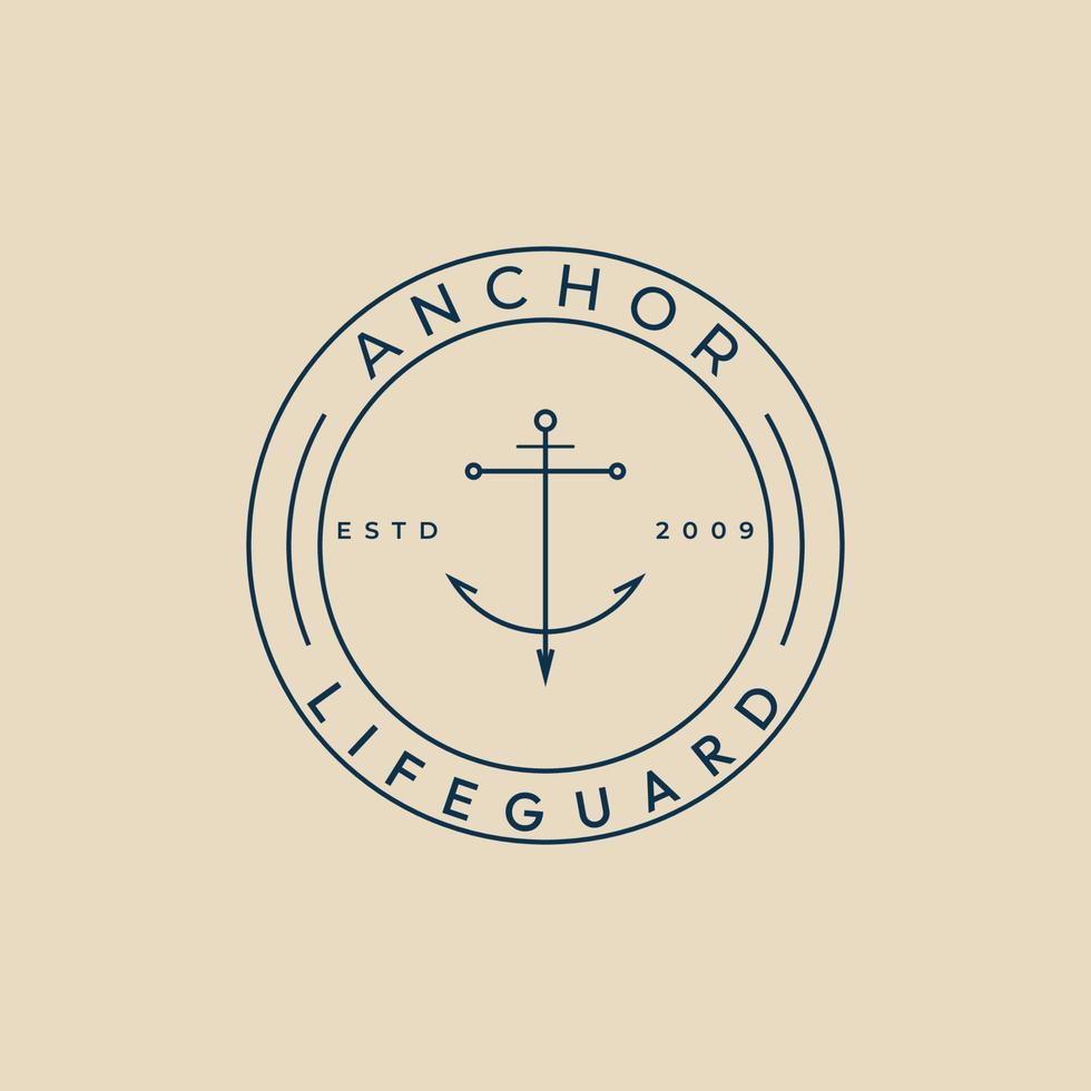 anker lijn kunst logo, icoon en symbool, met embleem vector illustratie ontwerp