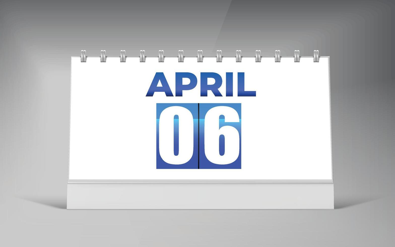 april 07, bureau kalender ontwerp sjabloon. single datum kalender ontwerp. vector