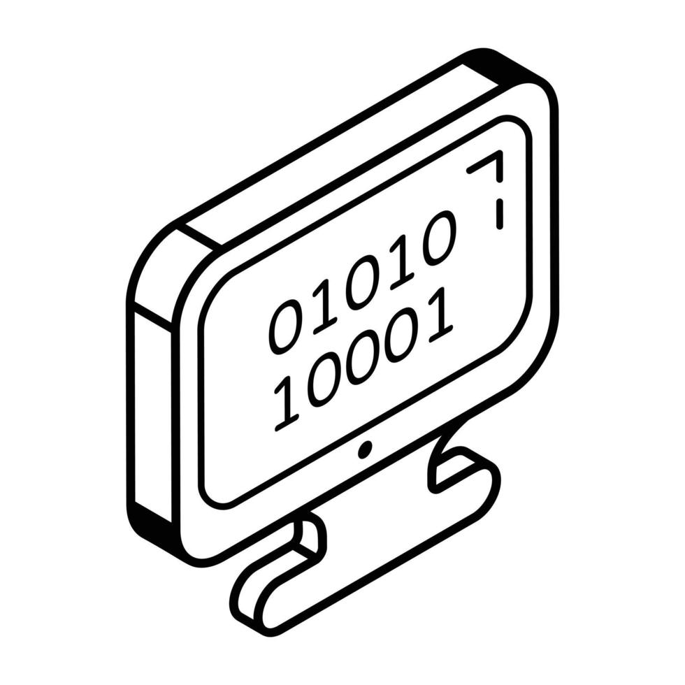 een icoon van binair code lijn isometrische ontwerp vector