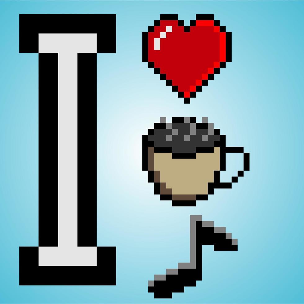 ik liefde koffie muziek- vector illustratie.
