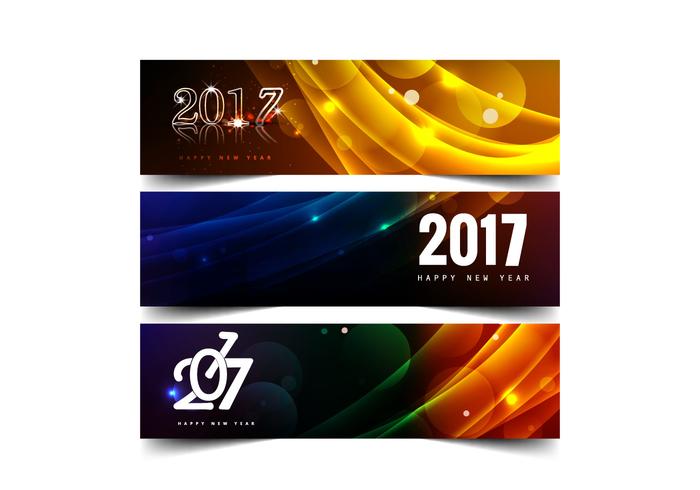 Set van Nieuwjaar 2017 Banners vector