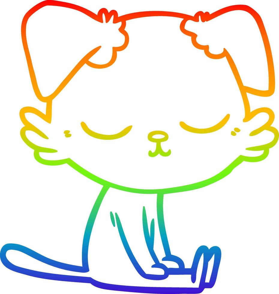 regenbooggradiënt lijntekening schattige cartoon hond vector