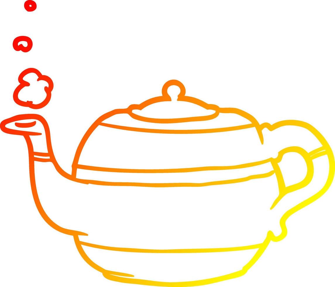 warm helling lijn tekening thee pot vector