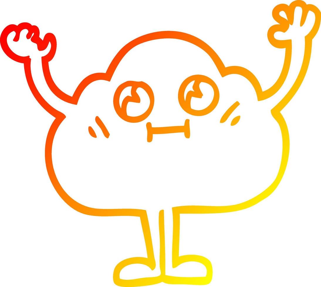 warme gradiënt lijntekening happy cartoon cloud vector