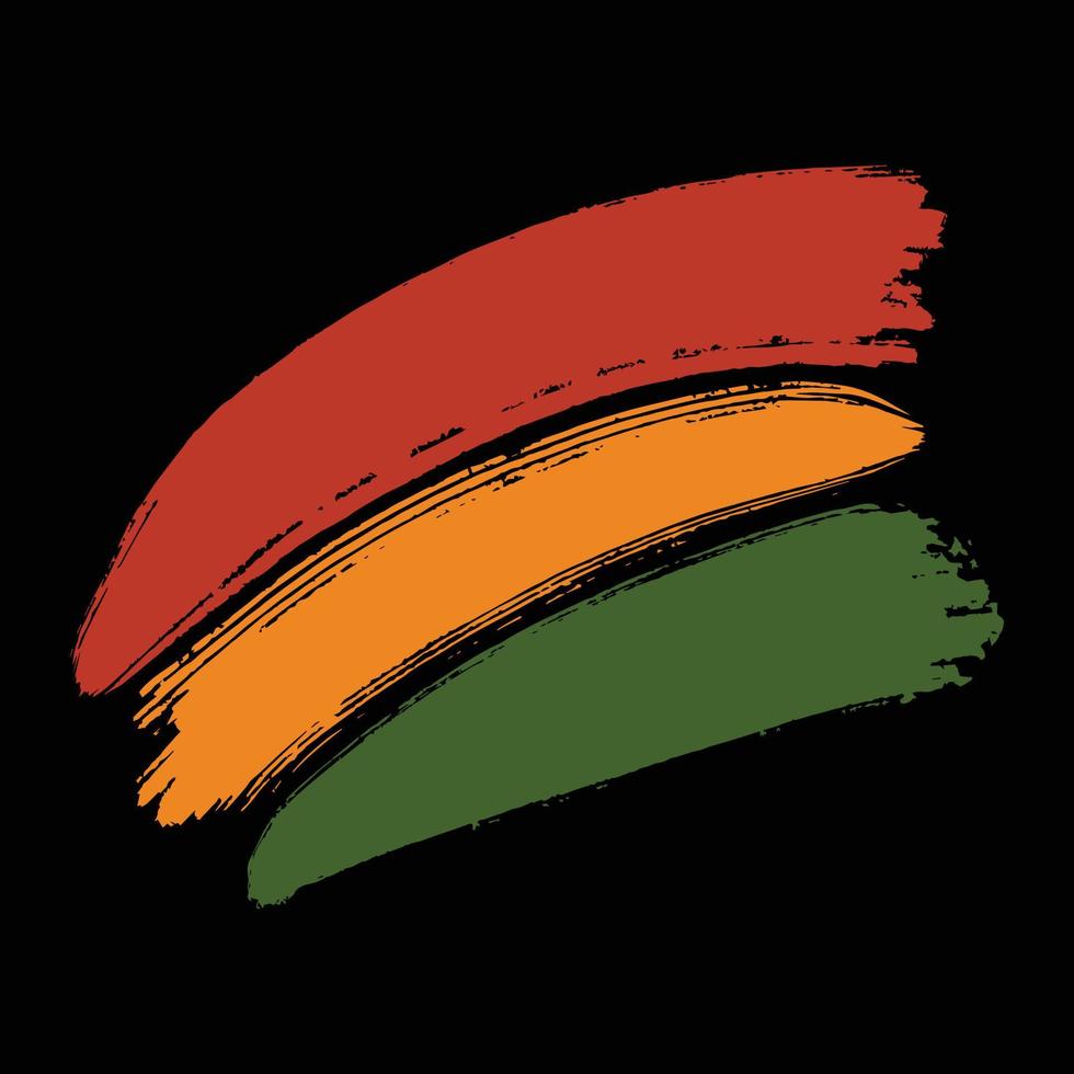 hand- getrokken borstel artistiek grunge getextureerde pan-afrikaans vlag - rood, geel, groen horizontaal banden. Afrikaanse Amerikaans vlag vector geïsoleerd sjabloon achtergrond voor kwanzaa, zwart geschiedenis maand, juneteenth