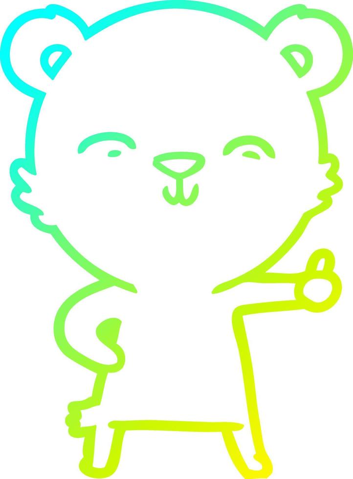 koude gradiënt lijntekening happy cartoon beer vector
