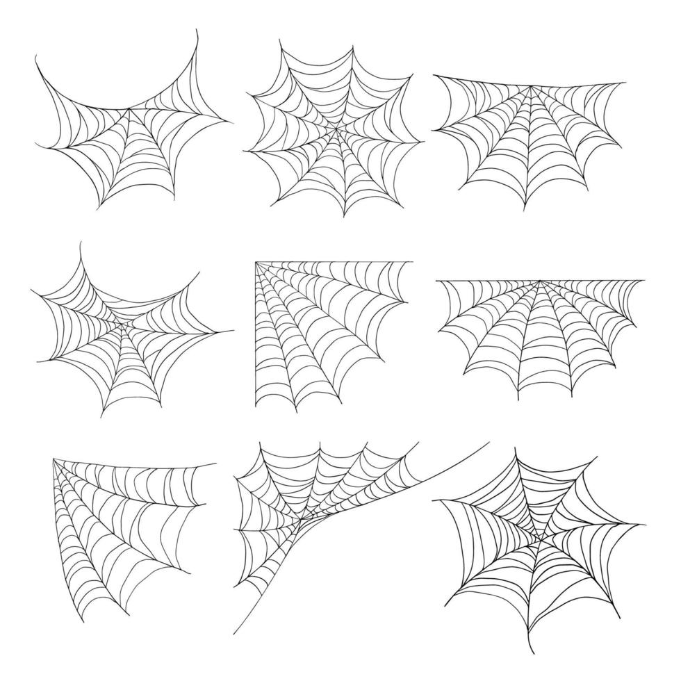 spin web voor halloween en spinneweb elementen decoratie geïsoleerd Aan wit achtergrond. vector