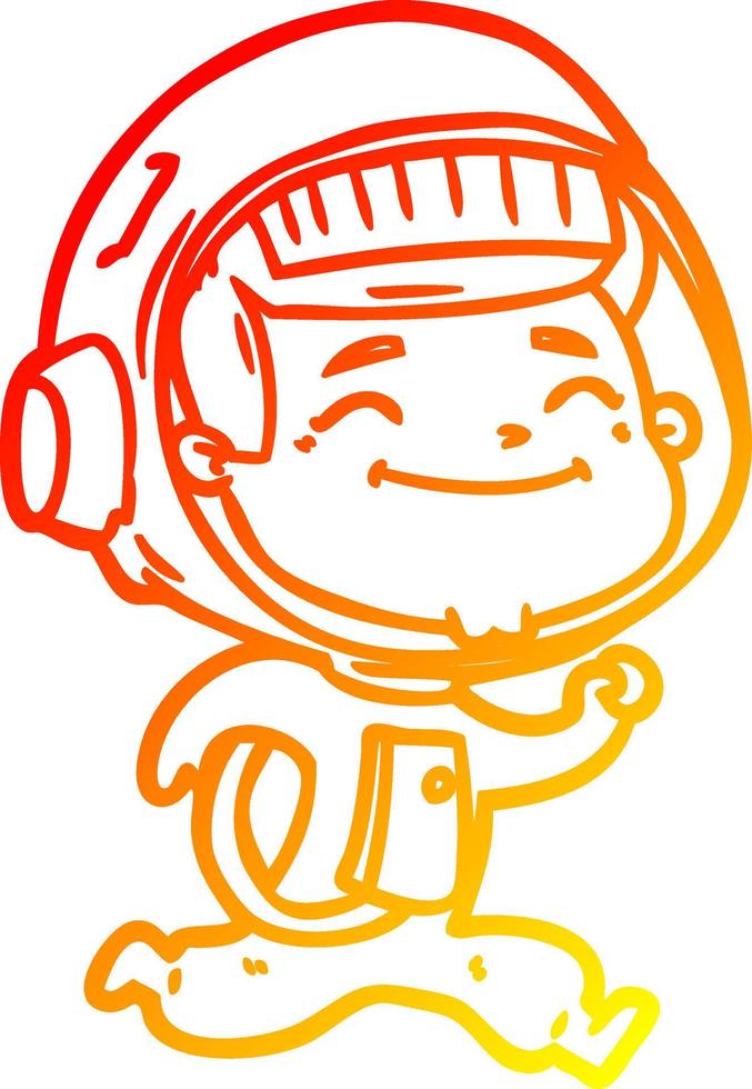 warme gradiënt lijntekening happy cartoon astronaut vector