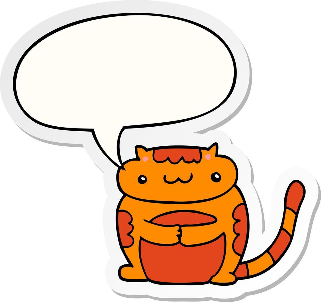 leuke cartoon kat en tekstballon sticker vector