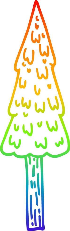 regenbooggradiënt lijntekening cartoon pijnbomen vector