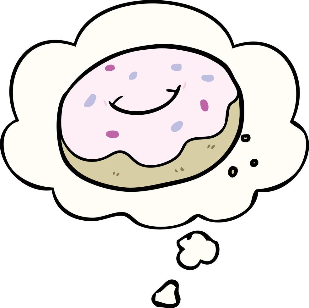 cartoon donut en gedachte bel vector