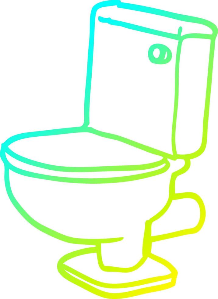 koude gradiënt lijntekening cartoon gouden toilet vector