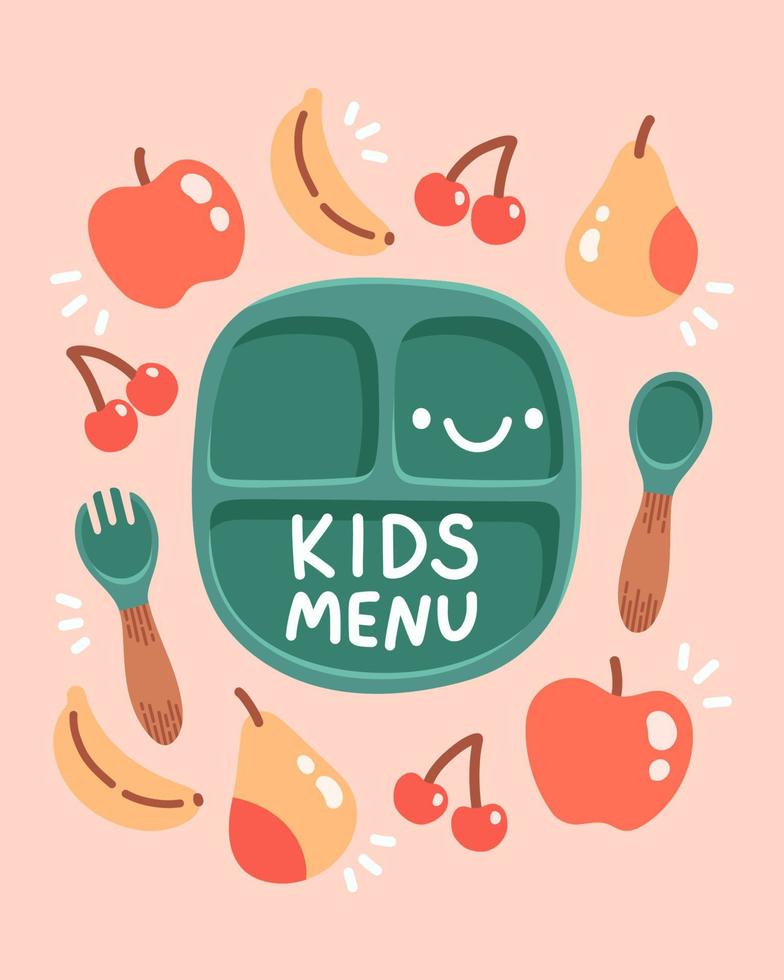 schattig kleurrijk kinderen maaltijd menu ontwerp vector illustratie