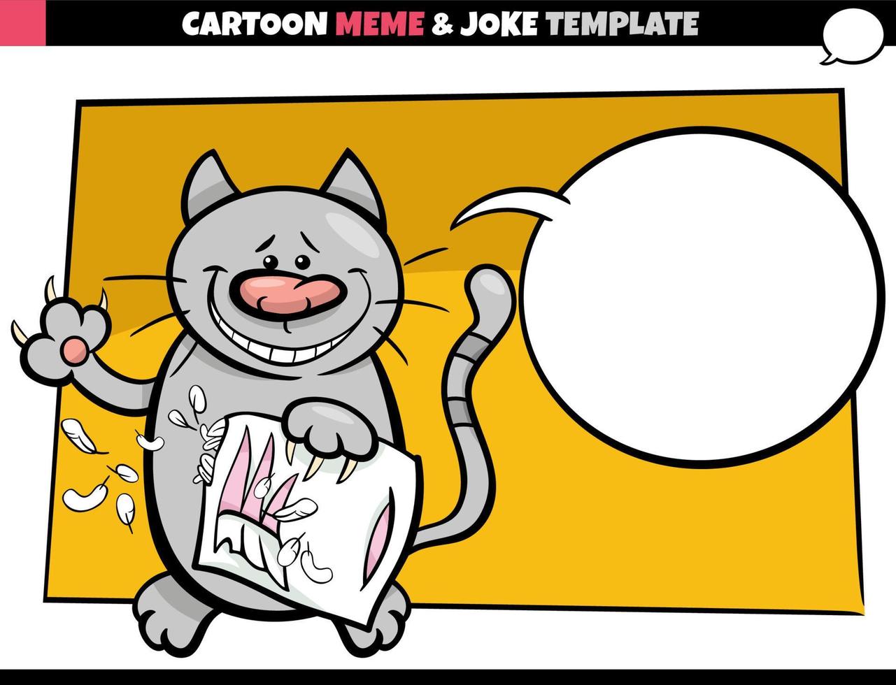 tekenfilm meme sjabloon met toespraak bubbel en ondeugend kat vector