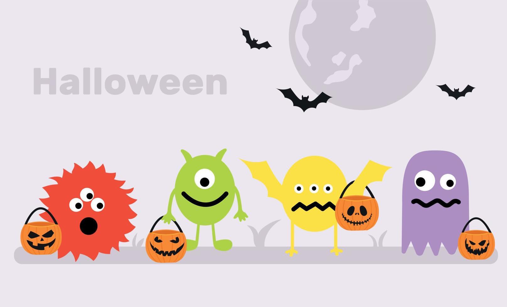 gelukkig halloween. monster kleurrijk silhouet hoofd gezicht icoon reeks lijn. schattig tekenfilm eng grappig baby karakter. vector