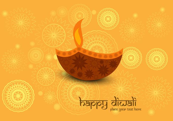 Decoratieve Diya On Diwali Card vector