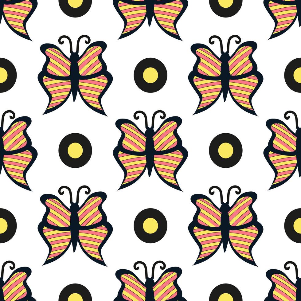 Oranje Geel vlinder patroon Aan wit achtergrond voor textiel ontwerp. vector beeld voor gebruik in website ontwerp