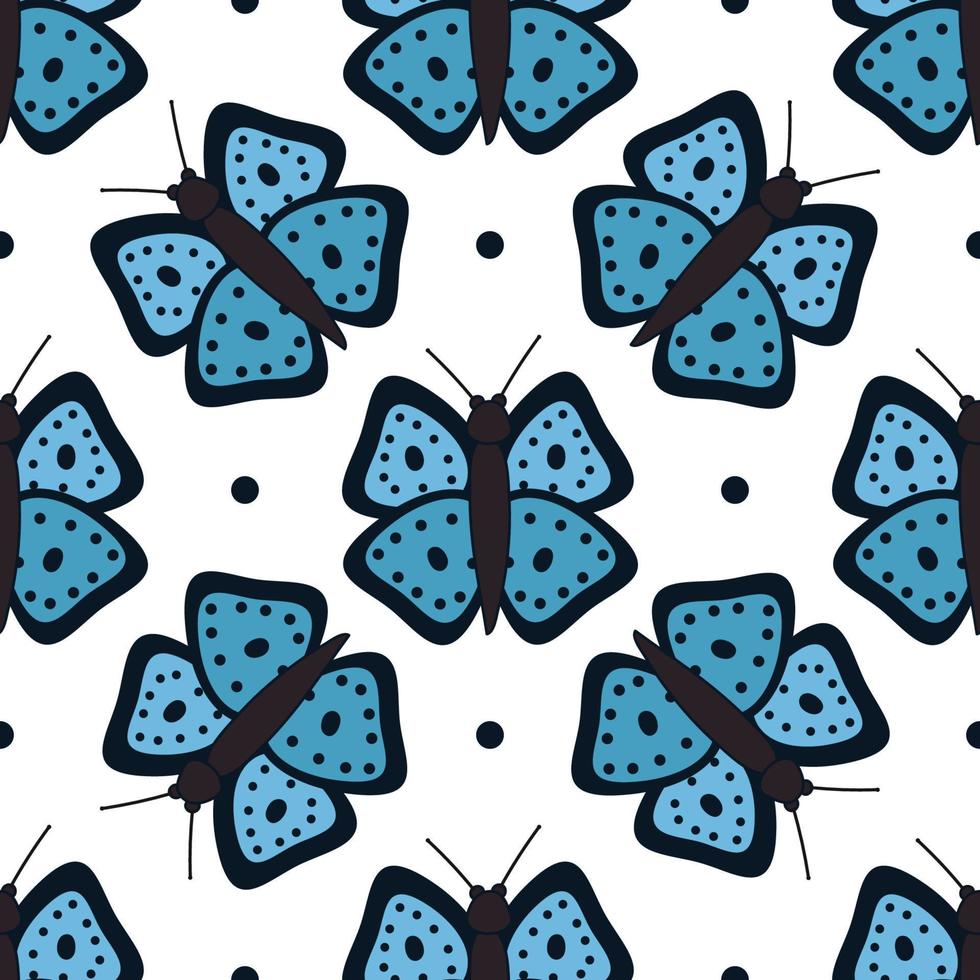 blauw vlinder patroon Aan een wit achtergrond voor gebruik net zo een afdrukken. vector geïsoleerd beeld voor textiel toepassingen of verpakking ontwerp