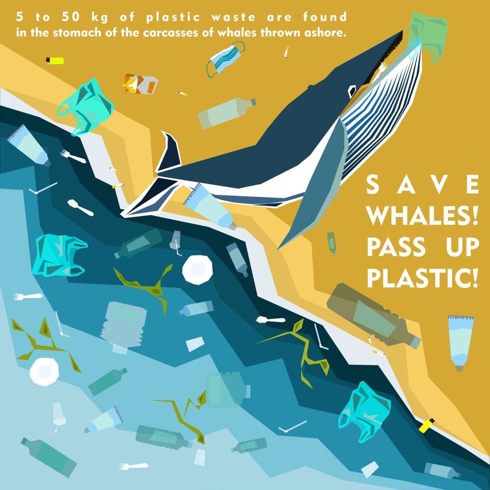 wereld oceanen dag, wereld milieu dag, aarde dag, wereld maritiem dag concept vector illustratie. hou op plastic vervuiling. houden de oceanen schoon. opslaan de marinier leven. hou op creëren uitschot mutanten