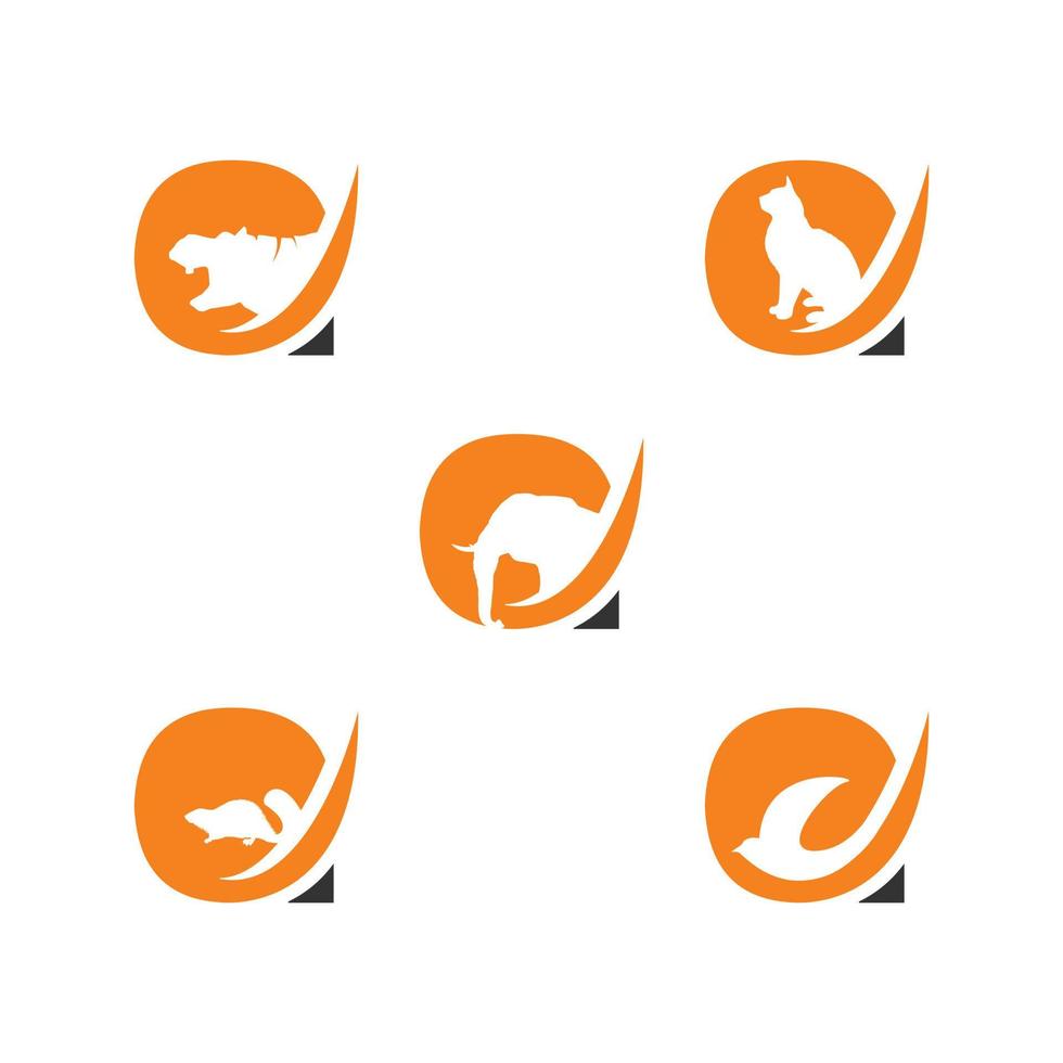 brief een logo met dieren negatief ruimte stijl ontwerp vector