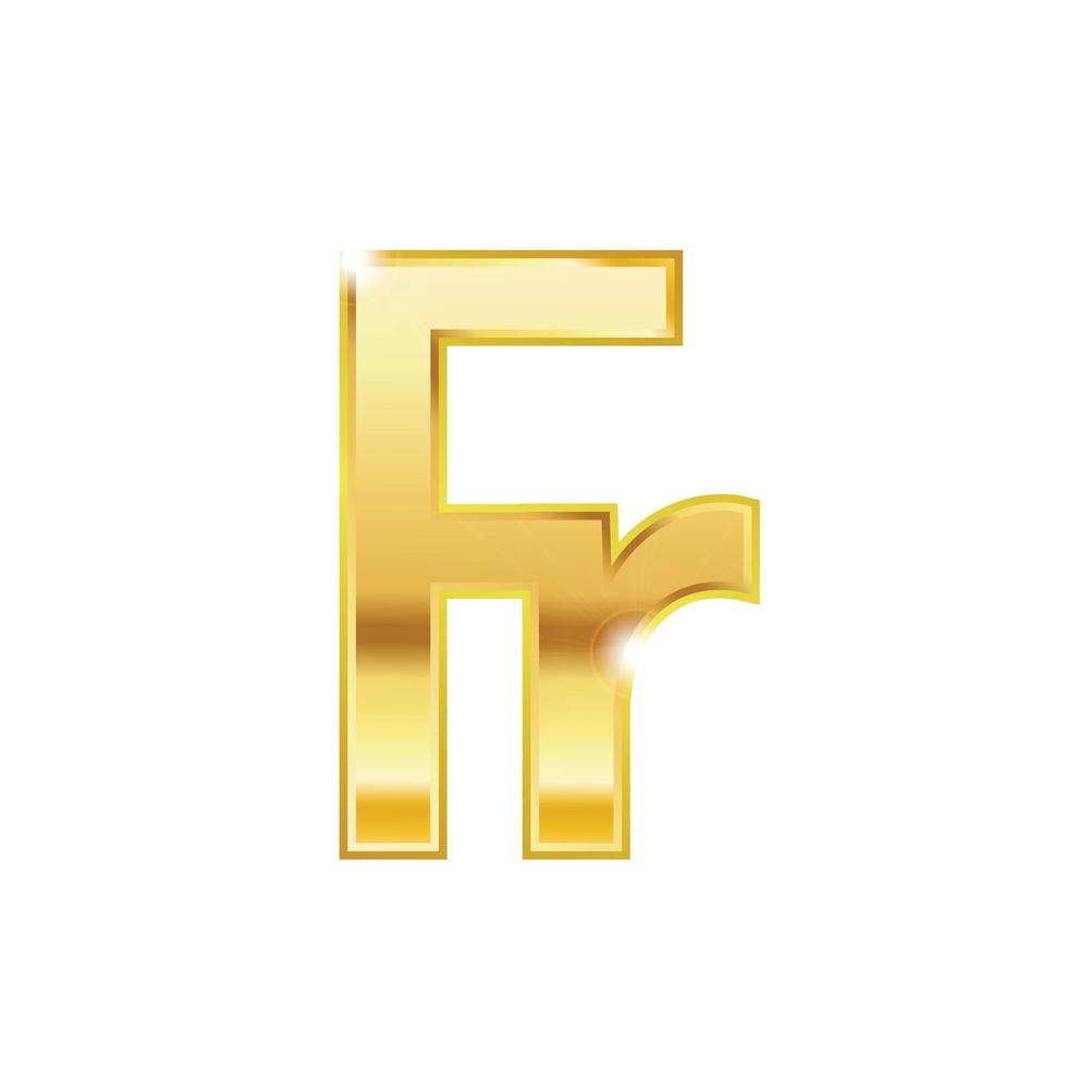gouden franc symbool geïsoleerd web vector icoon. franc modieus 3d stijl vector icoon. gouden franc valuta teken