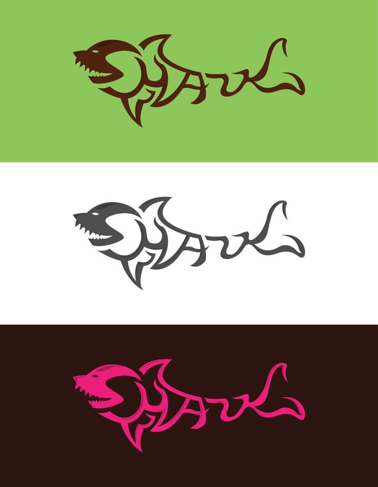 divers kleur haai woord typografie ontwerp vector