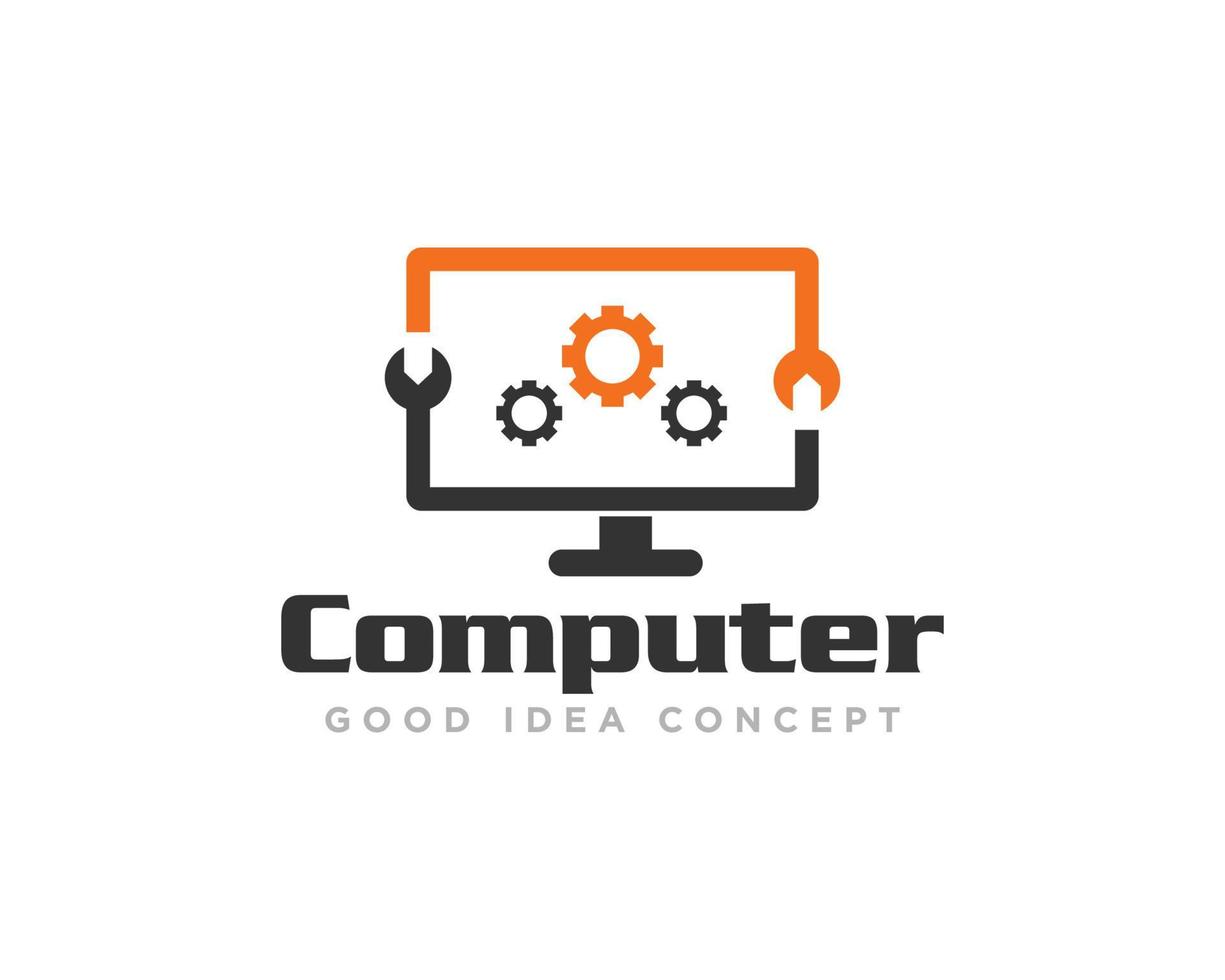 computer technologie logo icoon ontwerp vector