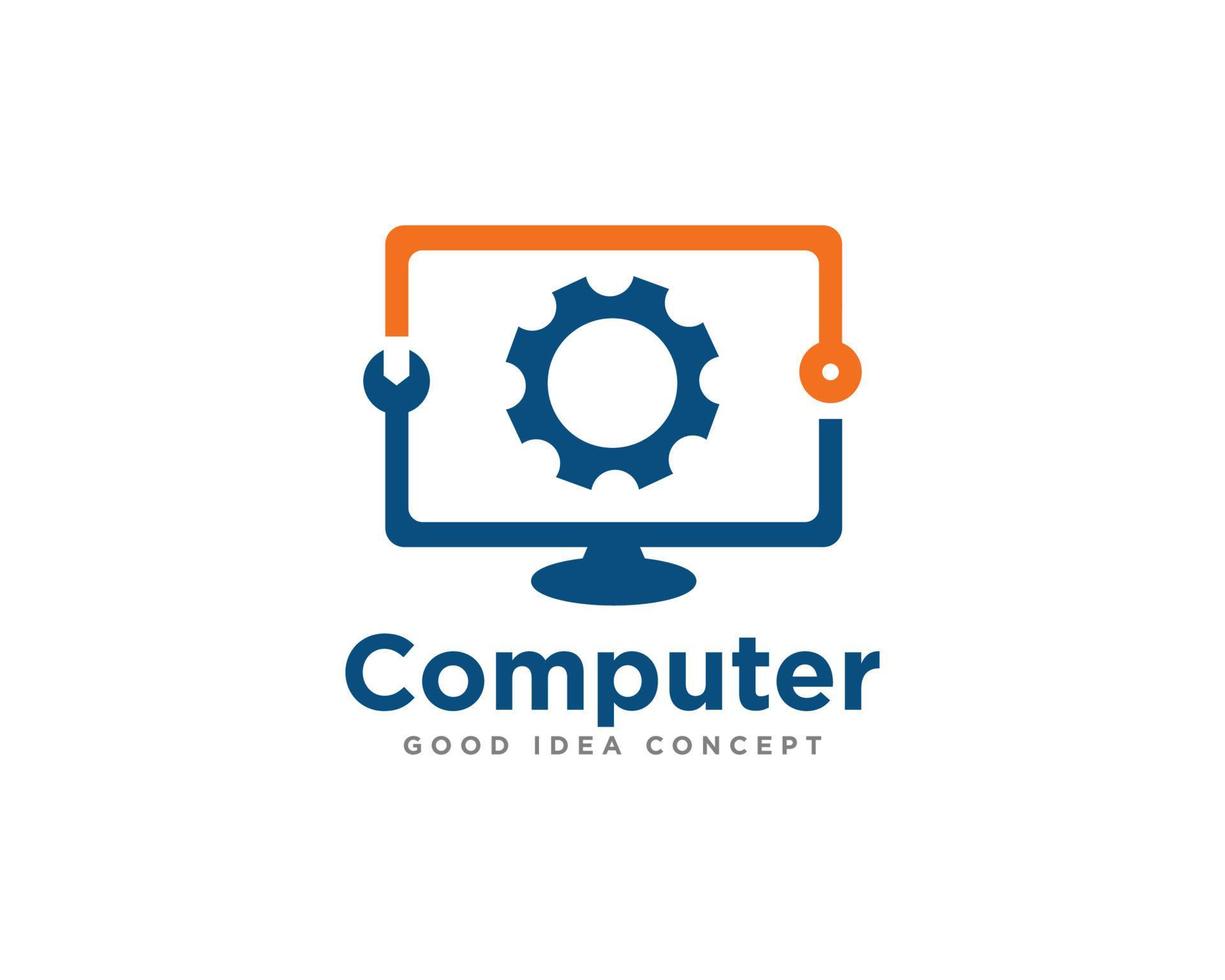 computer technologie logo icoon ontwerp vector