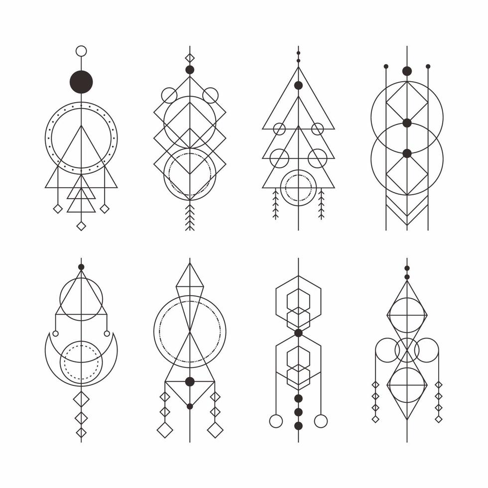 minimalistische tatoeëren met meetkundig vormen vector