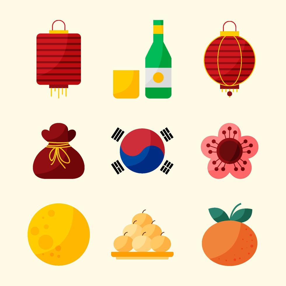 chuseok festival icoon reeks vector