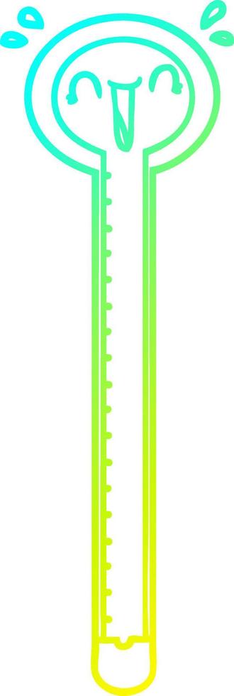 verkoudheid helling lijn tekening tekenfilm thermometer lachend vector