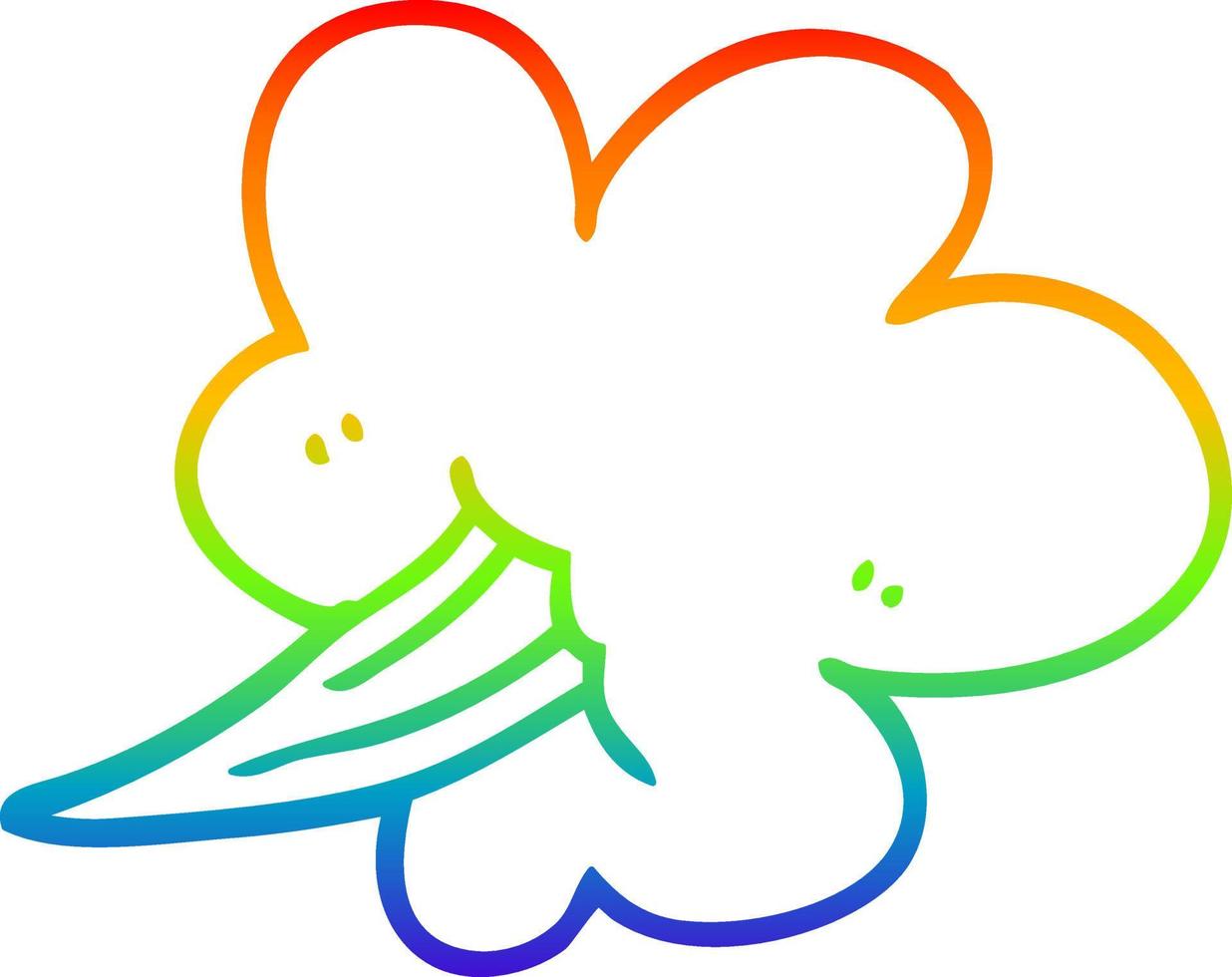 regenbooggradiënt lijntekening cartoon windvlaag vector