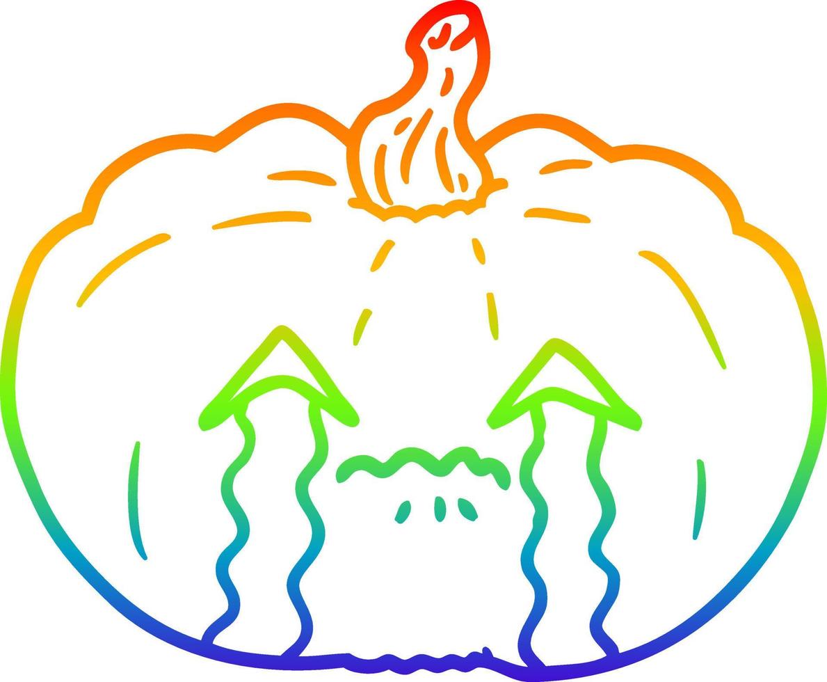 regenboog helling lijn tekening tekenfilm huilen halloween pompoen vector