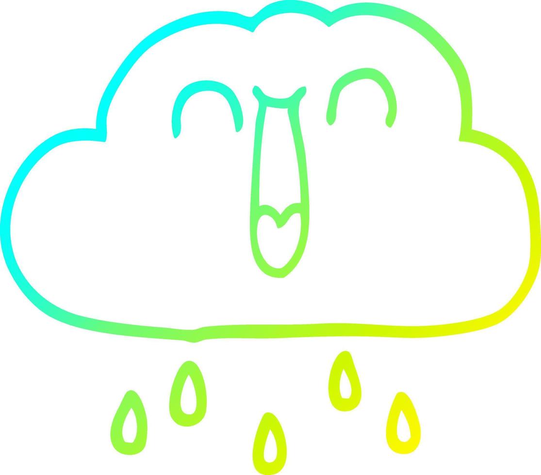 verkoudheid helling lijn tekening gelukkig tekenfilm regen wolk vector