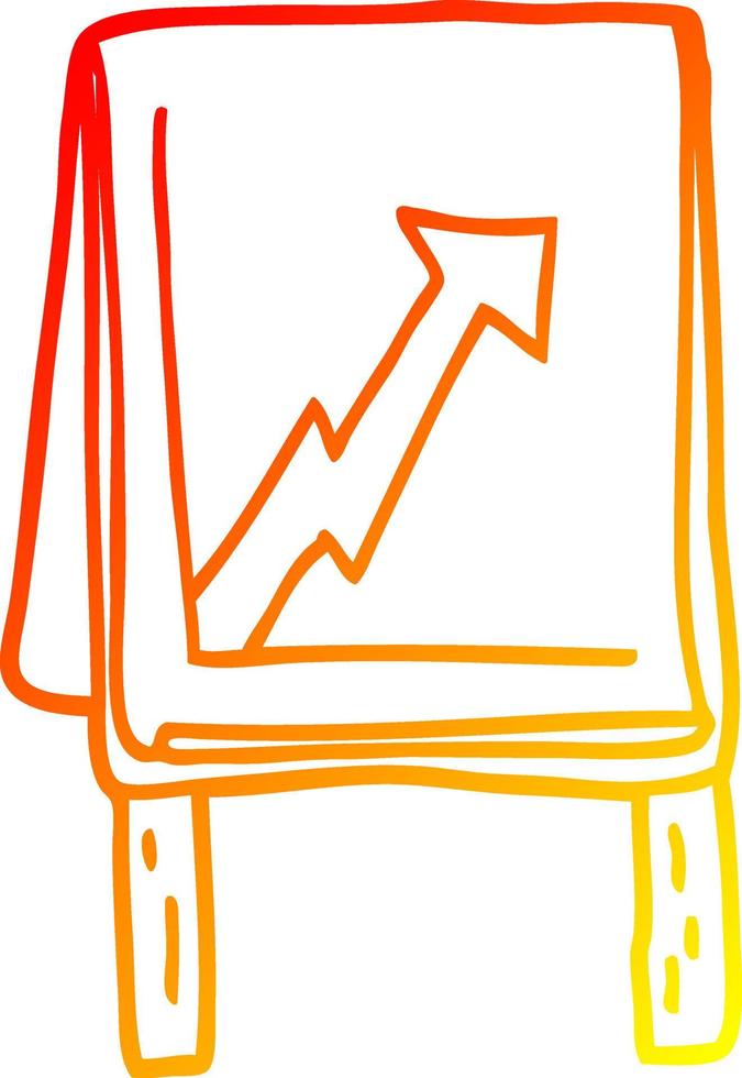 warm helling lijn tekening tekenfilm bedrijf tabel met pijl vector